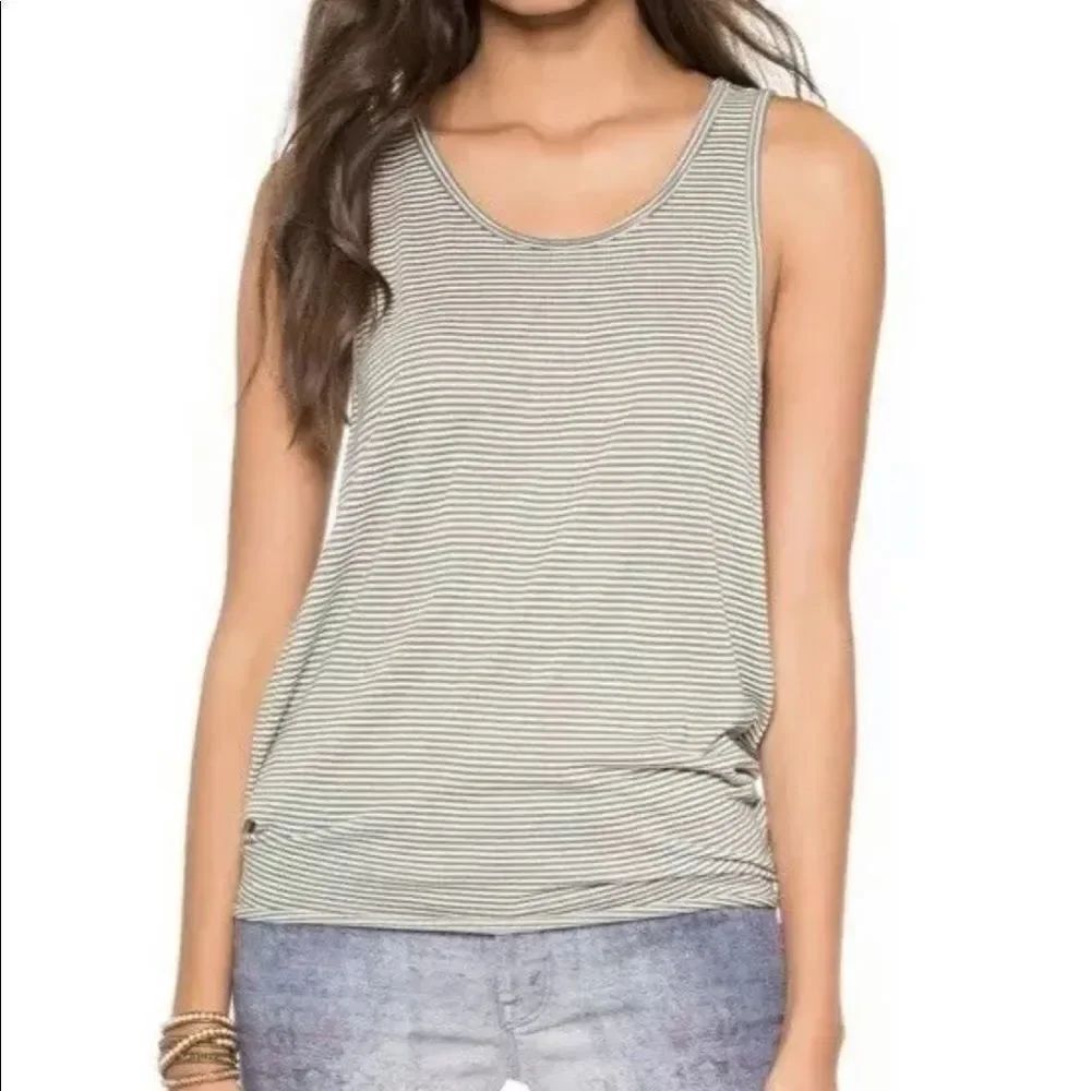 FREE PEOPLE | Green Stripe Sedwick Muscle Tank Top Women’s Size Small